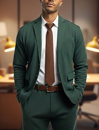  Мужской Бизнес Повседневные Твидовые костюмы Лацкан с тупым углом Черный Бордовый Повседневные Деловые Однотонный Узкий крой Набор из 2 предметов Однобортный с 3 пуговицами