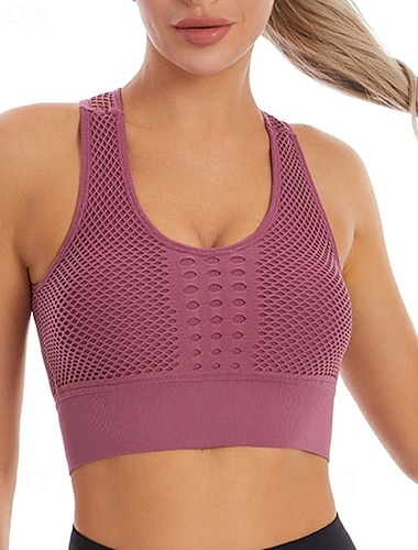  Damen Sexy Dessous BH Rückenfrei LochNightwearNylon Yoga Fitness Einfarbig Sportlich Blau Weiß Rosa Frühling & Sommer Herbst Winter