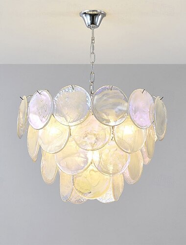  hvite lilla murano glassskiver lysekroner