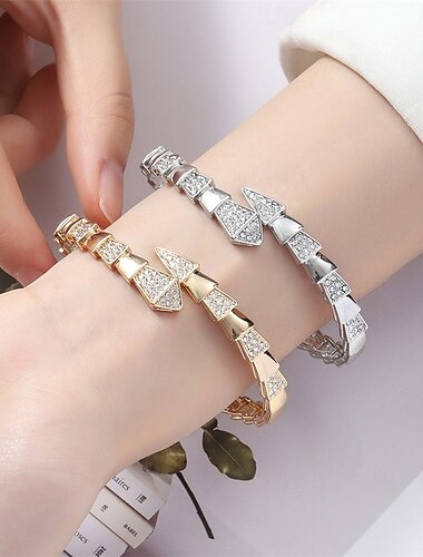  Zirkon Retro Had Elegantní Módní Přizpůsobeno Moderní Chrome Náramek šperky Stříbrná / Zlatá Pro Svatební Párty Zásnuby Maturitní ples