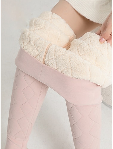  Mulheres Calças de lã Leggings Básico Casual Comprimento total Cintura Alta Tecido Corte alto Confortável Macio Com Stretch Casa Diário Rosa Roxo Primavera Outono Inverno Fino