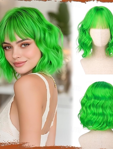  Peruka karnawałowa 2026 Różowy Czarny Niebieski Kręcone Bob Krótkie Peruka syntetyczna festiwalowa Mardi Gras Parada Włosy do kostiumu cosplay na Damskie