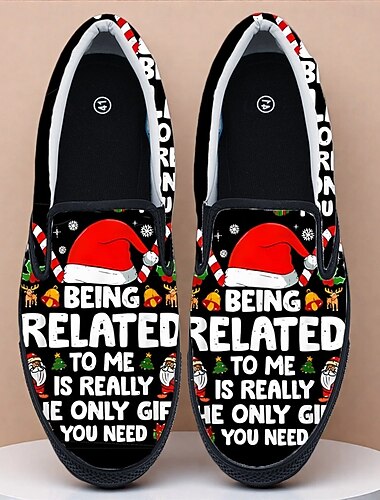  メンズサンタクロース3Dプリントスニーカー - 遊び心のあるデザイン、快適で心地よい、クリスマスパーティーやお祝いの集まりにぴったり