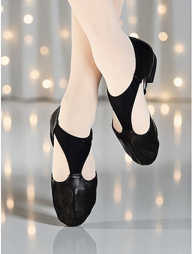  scarpe da ballo jazz da donna in pelle beige - scarpe da ballo da sala con suola morbida e divisa per balletto, latino e spettacoli sul palco