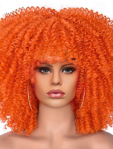  Perruque de carnaval 2026 Blond Rose Rouge Afro Afro Bouclé Court Perruque synthétique de festival Mardi Gras Parade Coiffure de costume de cosplay pour Femmes