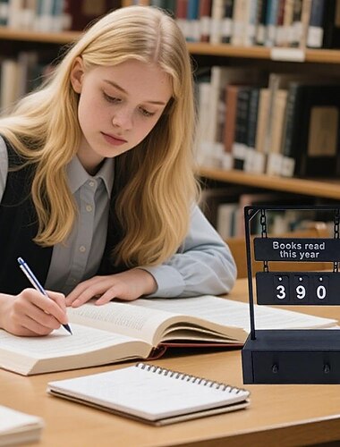  今年読んだ本の数を数える樹脂製ブックトラッカー（回転ダイヤル付き）、机や棚に置ける読書目標オーガナイザー、読者や作家へのクリエイティブなギフト