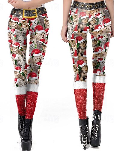  Άγιος Βασίλης Ξωτικό Παντελόνια Κολάν Γυναικεία Χριστούγεννα Καθημερινάρούχα Ενήλικες Χριστούγεννα Μασκάρεμα παραμονή Χριστουγέννων Χριστούγεννα Πάρτι Παντελόνια