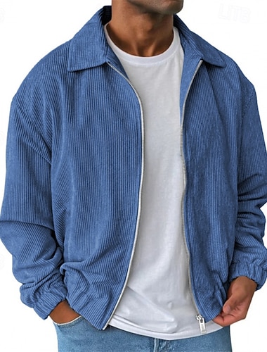  Herren Leichte Jacke Cordjacke Freizeitjacke Outdoor Urlaub Tasche Frühling Herbst Einfach Streetwear Stilvoll Stehkragen Regulär Blau Schwarz Gelb Braun Grün Jacken