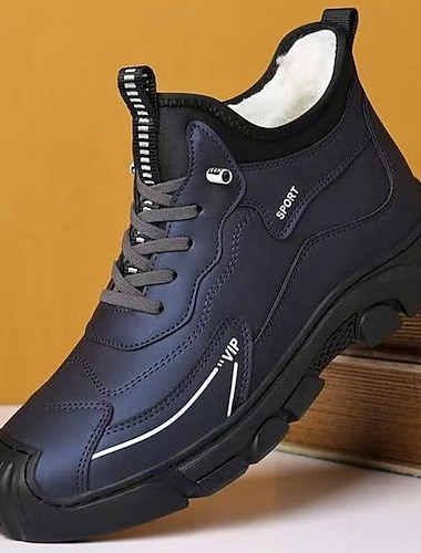  scarpe da ginnastica invernali da uomo blu navy: calde e comode con fodera in pile, ideali per il freddo, abbigliamento casual e attività all'aperto