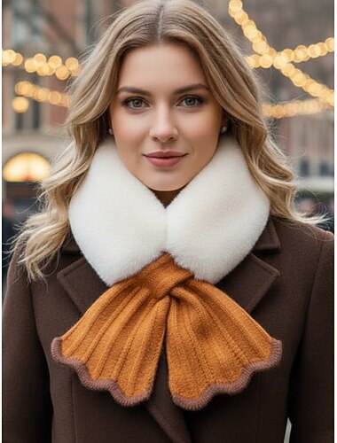  Julhalsduk i fuskpäls för kvinnor - mjuk och mysig, finns i flera färger, snygg vinteraccessoar för högtidsfester, utomhusevenemang och kallt väder
