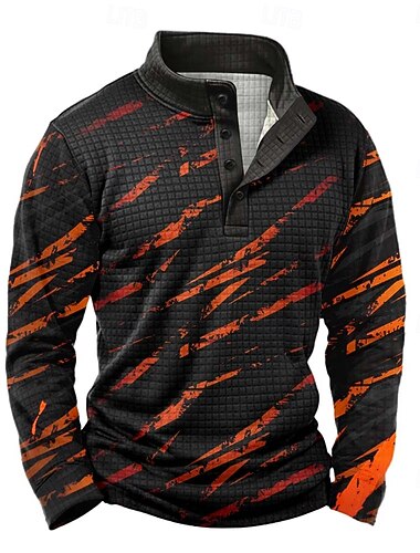  Per uomo Geometrico Nido d'ape Felpa Quotidiano Classico Casual Collo alla coreana All'aperto Casa Lavoro Regalo Blu Giallo Arancione Verde Bottoni Autunno Inverno progettista S M L XL XXL XXXL