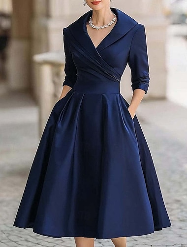  Damen Midikleid Elegantes Kleid Elegant Mode Modern Büro Ausgehen Normale Passform Einfach Langarm Hemdkragen Schwarz Weiß Wein Purpur Frühling Herbst Winter