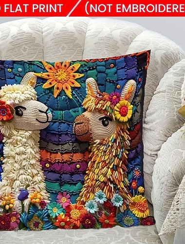  Poszewka na poduszkę z tęczowej alpaki, miękka, miękka, z nadrukiem 2D, do salonu, na sofę, dekoracyjna poszewka na poduszkę, wystrój domu, 18x18 cali