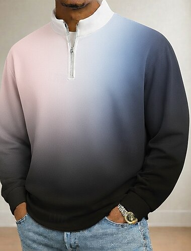  Miesten Kaltevuus Poolopaidat Pitkähihainen Pystykaulus Urheilu- ja treenivaatteet Loma Urheilu- ja treenivaatteet Rento / arki Vetoketju 3D-tulostus Kevät Syksy Sininen Vaaleanpunainen Vaalean ruskea