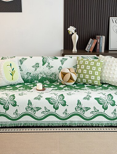  Elegante Sofadecke mit Schmetterlingsmuster, dekorativ eingefasster, moderner Sofabezug aus Polyester für Erwachsene &Für alle, die ihr Zuhause lieben – ideal als Einzugsgeschenk oder saisonale