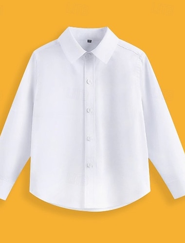  Barneskjorter til gutter ensfarget langermet knapper fritidsskjorter nøytrale hvite vårklær 4 år+