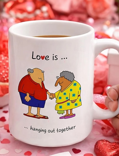  Valentinstagsgeschenk-Tasse „Liebe ist zusammen“ – süße, romantische Tasse als Geschenk für Paare – lustige Kaffeetasse aus Keramik mit Liebesmotiv