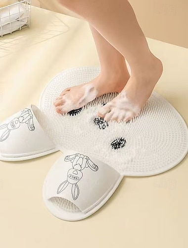  Multifunktionale Silikon-Fußmassagematte, Badezimmerdeko mit Osterhasenmotiv, rutschfester Duschfußreiniger