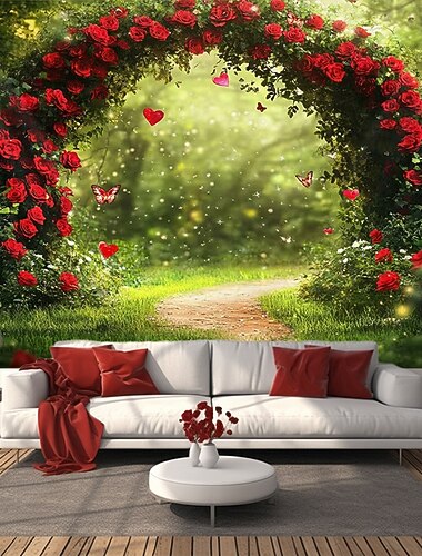  Dia dos Namorados tapeçaria Banners Cobertor Rose Amor Coração Estilo bonito Romântico 3D De Festa Sala de estar Fundos de fotografia Decoração para Pedido de Casamento Decoração de casa