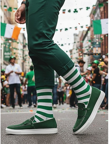  Grüne Herren-Loafer, leichte Slipper zum Hineinschlüpfen, modische Freizeitmokassins für den Alltag, Partys und Outfits zum St. Patrick's Day