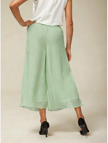  Dames Brutaal Elegant Enkellengte Medium Taille Rekbaar Salie Zomer Lente Herfst