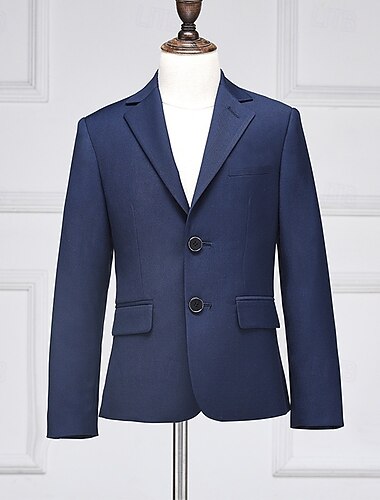 Kinder Jungen Blazer Oberbekleidung Einfarbig Langarm Tasche Knöpfe Mantel Party Mode Streetwear Cool Blau Schwarz Wein Frühling Herbst 4-12 Jahre