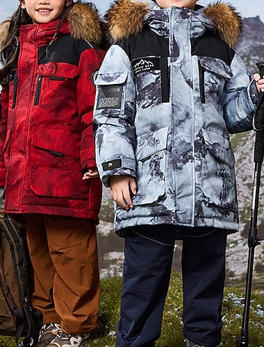 Bambini Unisex Giacca in piuma Giacca da esterno Capispalla Tinta unica Mimetico Manica Lunga Tasca Tenere al caldo Antivento Cappotto All'aperto Quotidiano Essenziale Nero Rosso Arancione Inverno 5