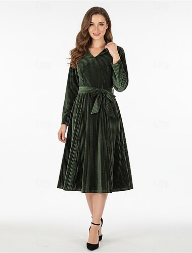  Femtiotal Retro / vintage Swing klänning Sammet Maskeradkläder Dam Vacker klänning Nyår Fest Retro-temafest Vuxna Klänning