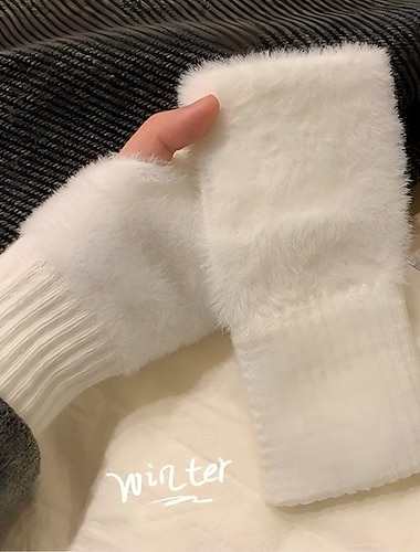  Warme, fingerlose Handschuhe aus Nerzsamt in Unifarben für Herbst und Winter – ideal für Büroarbeit, Schreiben und den Alltag. Bequeme Touchscreen-Handschuhe für Damen und Herren.