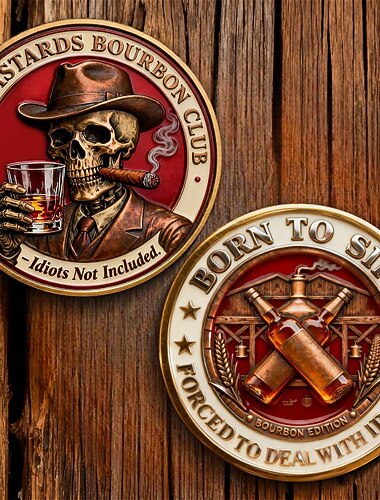  Коллекционная монета клуба любителей бурбона «Старые ублюдки», памятная монета «Бурбон лечит почти всё — идиоты в комплект не входят», винтажный виски. &Коллекционная монета с изображением бурбона,