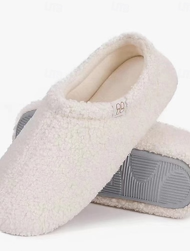  teddy plysj full rygg hæl sklisikre stille hjemmetøfler for menn kvinner par