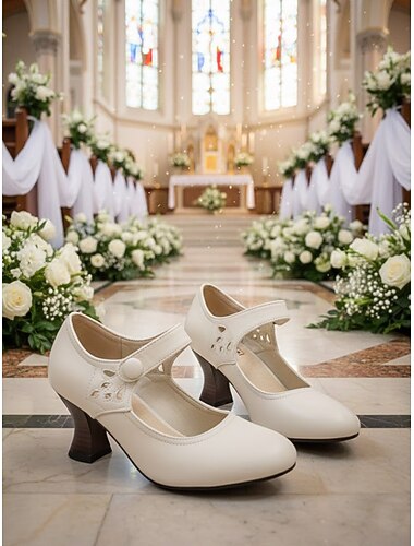  Damesschoenen in Mary Jane-stijl voor moeders – vintage design met uitsparingen, comfortabele pumps met middelhoge hak voor kerkelijke ceremonies in de stad. &formele gelegenheden