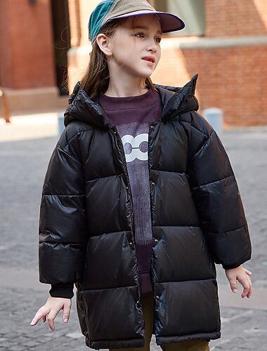  Kinderen Voor meisjes Donsjack Pufferjack Kleurenblok Sport Zak Houd Warm Windbestendig: Buiten jas bovenkleding 4-12 jaar Winter Zwart Grijs