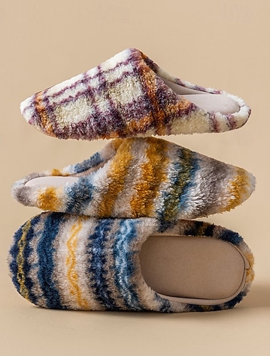  Paar Baumwollpantoffeln für Herbst und Winter, koreanischer Stil, rutschfest, flauschig, warm, für Damen und Herren, dicke Sohle