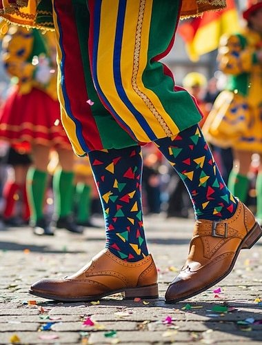  Herre Mardi Gras Brune og Tan Lær Brogue Sko med Spenne Stilig Formelle Fottøy Karneval Fester og Spesielle Feiringer