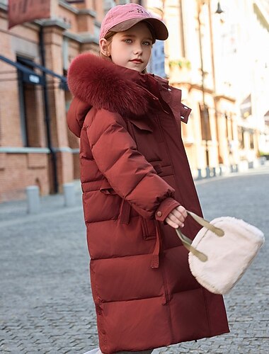  Gyerekek Lány Pehelykabát Pufferkabát Tömör szín Sportok Zseb Melegen tartani Szélálló Szabadtéri Kabát Felsőruházat 4-12 év Tél Fekete Arcpír rózsaszín Rubin