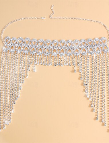  Samba Accessoires Sprankelend Rhinestone Drapering Hoofdsieraad - Zilveren Kristallen Voorhoofd Ketting Gatsby Bruiloft Maskerade Accessoire Performanced Costume