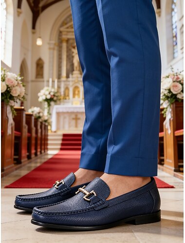  eleganti mocassini da uomo in pelle blu: comodi ed eleganti, perfetti per matrimoni, eventi formali e occasioni speciali