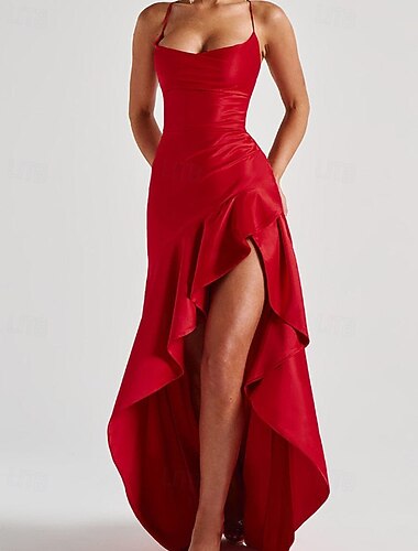  Damskie Długa sukienka sukienka maxi Satynowa sukienka Sukienka na ukończenie szkoły Sukienka na imprezę Sukienka koktajlowa Elegancja Nowoczesny Wieczorna impreza Impreza Specjalne okazje Szczupła