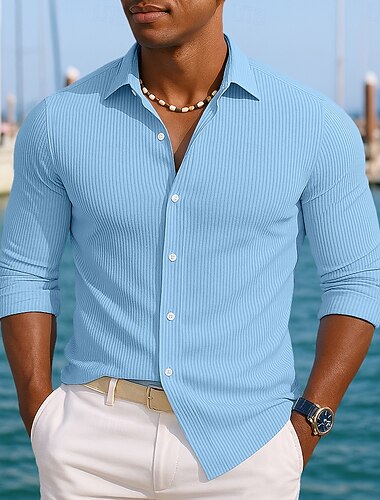  Homme Chemise Chemise en velours côtelé Chemise Boutonnée Bleu Noir Blanche bleu marine Violet manche longue Uni Col Rabattu Occasionnel Quotidien Boutonné Vêtement Tenue Mode Streetwear Classique
