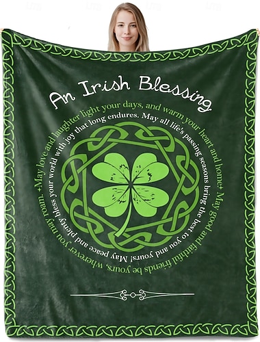  Presentes irlandeses para mulheres no Dia de São Patrício &Manta com a bênção irlandesa "Sláinte" para homens, presente de aniversário celta, melhor presente para o Dia de São Patrício, decoração com