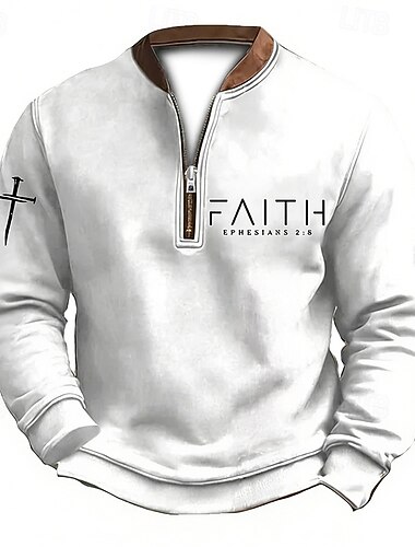  Herre Sweatshirt Kvart lynlås sweatshirt Sort Hvid militærgrøn Navyblå Brun Halv lynlås Farveblok Bogstaver Kors Halv lynlås Trykt mønster Daglig Sport & Udendørs Ferie Polyester Årgang Gade Afslappet