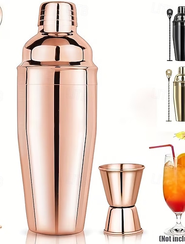  Professionelles 24-oz-Cocktailshaker-Set aus 18/8-Edelstahl mit Margarita-Mixer und Messbecher &Mixlöffel – robustes Barzubehör für Mixgetränke, inklusive Shaker, Jigger und Löffel