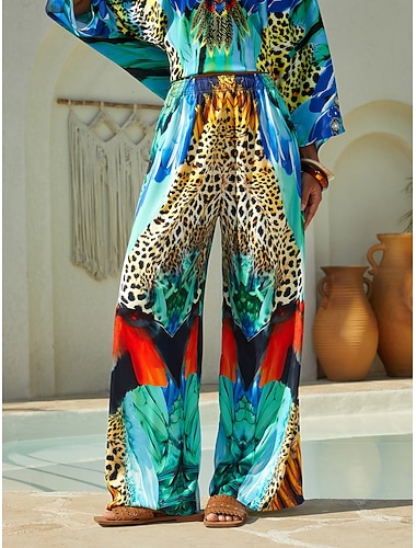  jungel vill fest silkemyke sateng leopardbukser