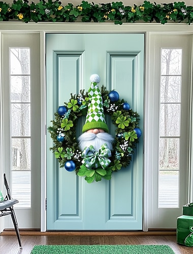  Türvorhang mit mintgrünem Kleeblattmotiv zum St. Patrick's Day, Kobold &Grünes Kleeblatt-Design, festliche Türdekoration für die Feierlichkeiten zum St. Patrick's Day.