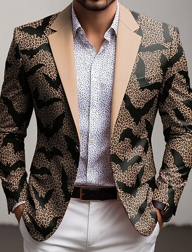  Per uomo Pipistrello Giacca blazer Cappotto Di tendenza Confortevole Traspirante Artistico Casual Casuale Quotidiano Abbigliamento da sera Tasca Stampa 3D Bottoni Tutte le stagioni Dentellato Manica