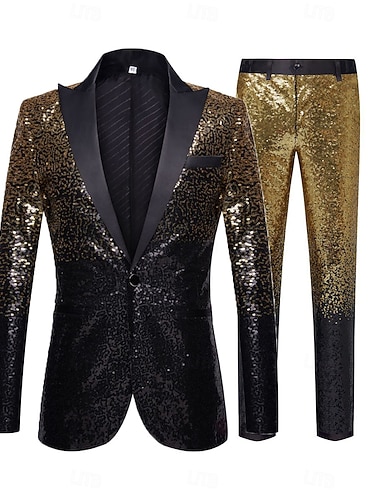  Disco Années 1980 Pantalon Tenues Costumes & Blazers Manches longues Paillettes Déguisement Homme Costume de Carnaval Halloween Carnaval Mascarade Club Défilé de la Fierté Mois des Fiertés Adulte