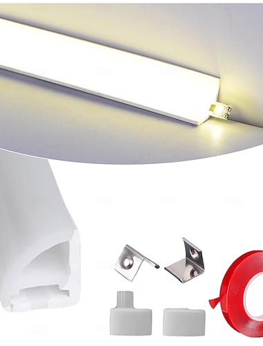  Système de diffuseur LED en silicone de 1 à 20 m (3,28 à 65,6 pi) avec gaine flexible étanche en forme de V de 16 x 16 mm pour tubes LED néon de 10 mm (bande lumineuse non incluse).