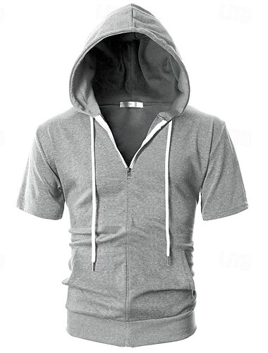  رجالي هوديي هودي بسحاب كامل أسود وردي بلاشيهغ رمادي غامق رمادي مع قبعة سهل إحزم جيب الرياضة & في الخارج مناسب للبس اليومي مناسب للعطلات بوليستر أناقة الشارع أساسي كاجوال الصيف ملابس هوديس بلوزات