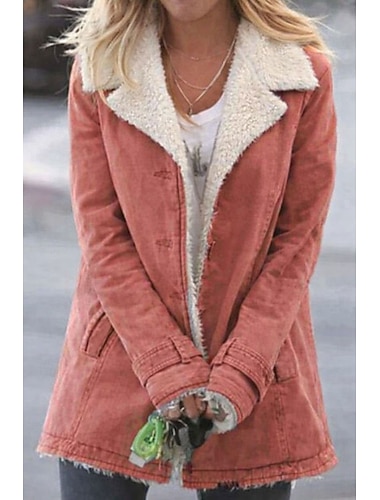  Damen Teddymantel Freizeitjacke Bequem Atmungsaktiv Tasche Knöpfe Lässig Einfach Urlaub Straße Lässig Alltagskleidung Einreihig Regulär Umlegekragen Normale Passform Langarm Oberbekleidung Schwarz